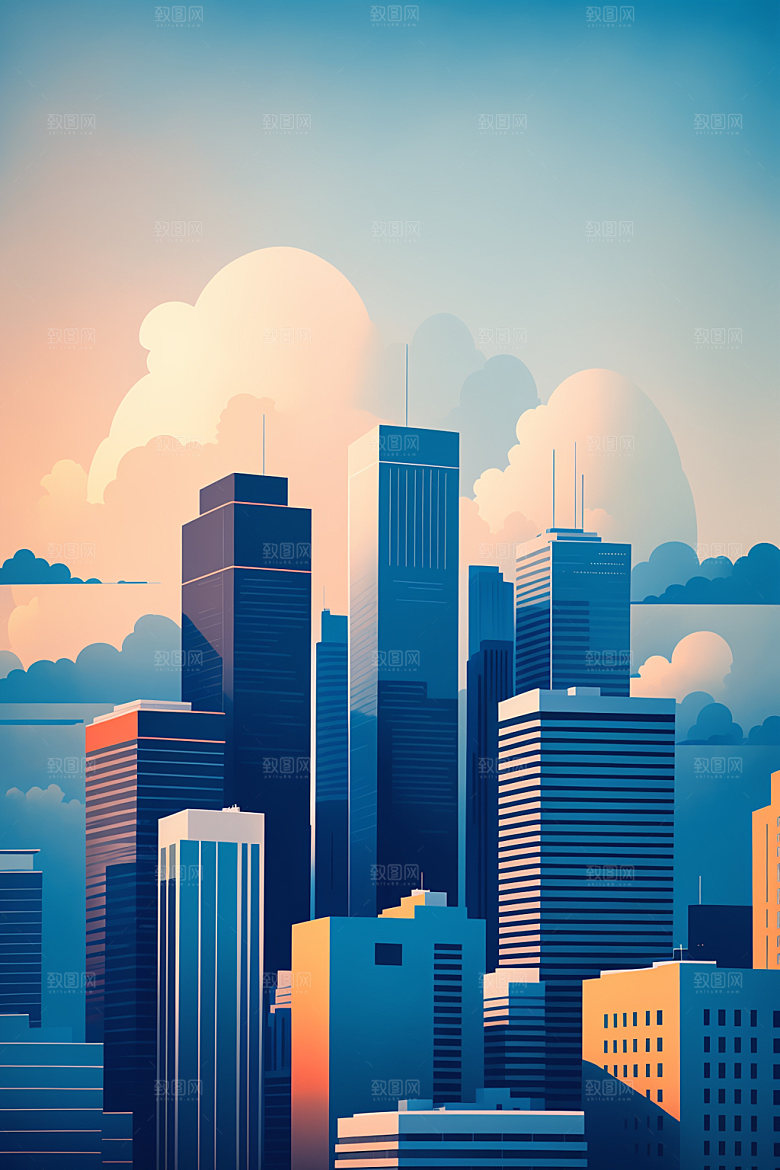 城市都市简约插画