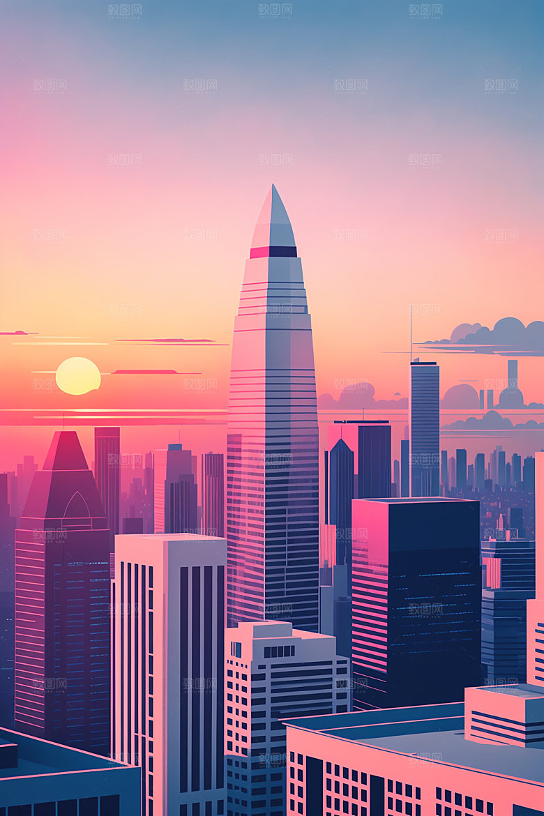 城市大厦都市插画