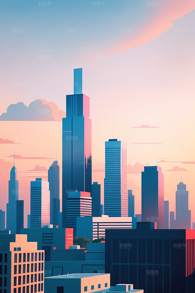 城市艺术大厦插画