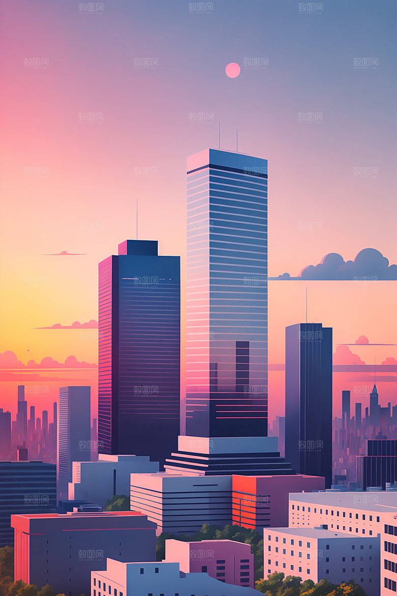 城市艺术大厦插画