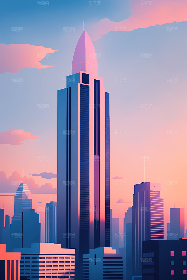 城市大厦都市插画