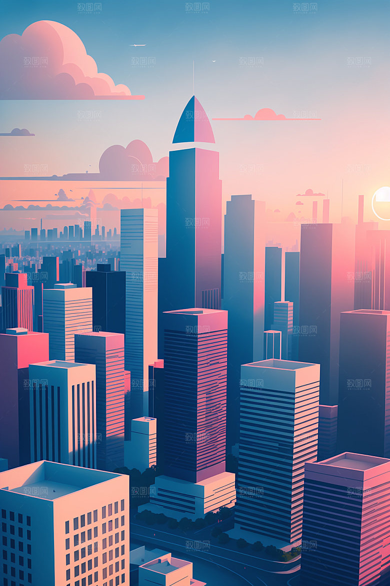 城市大厦都市插画