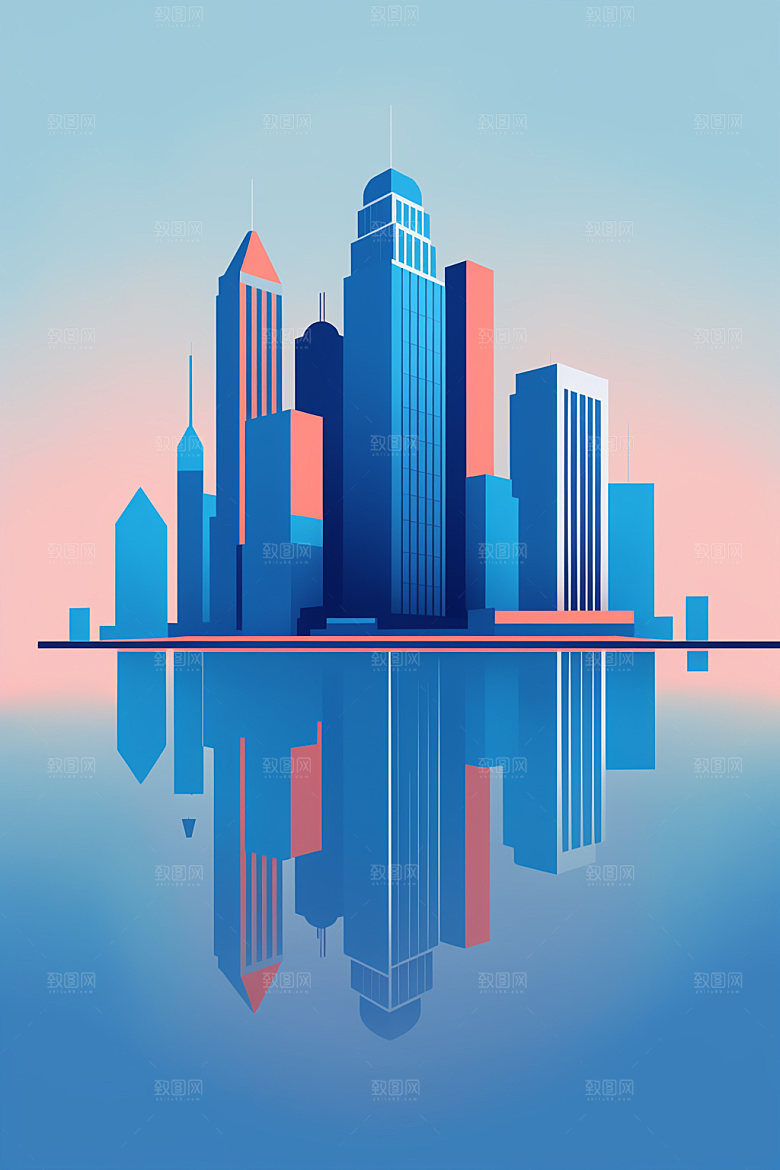 城市都市美式插画