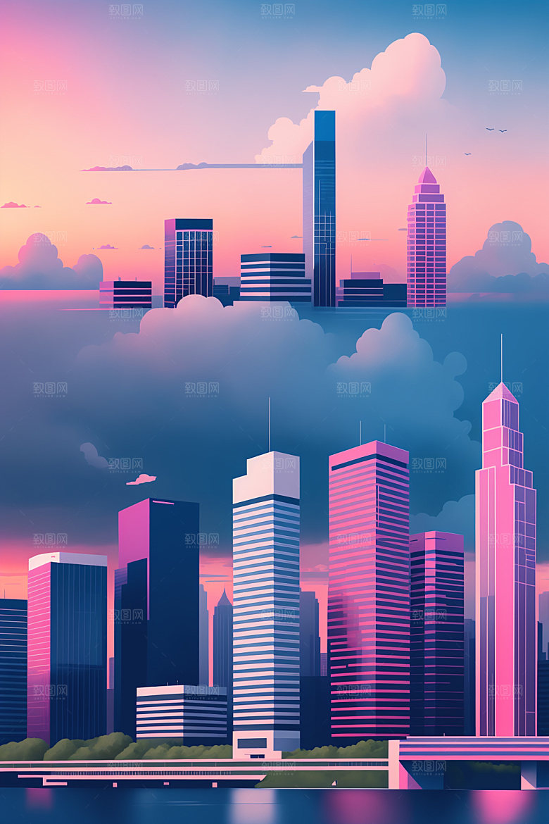 城市都市艺术插画