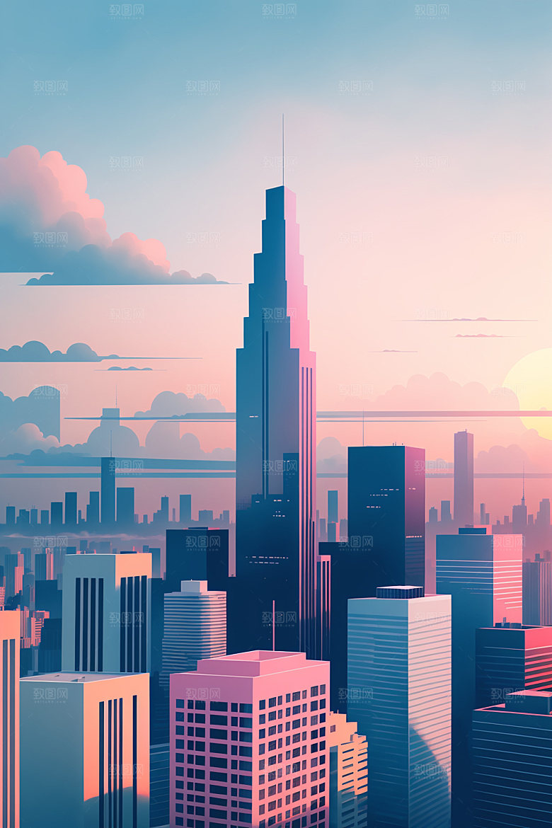 城市都市楼房插画