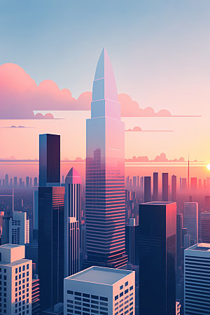 城市楼房大厦插画