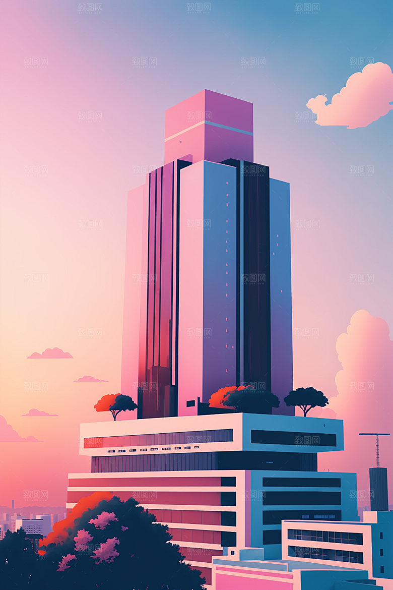 城市简约都市插画