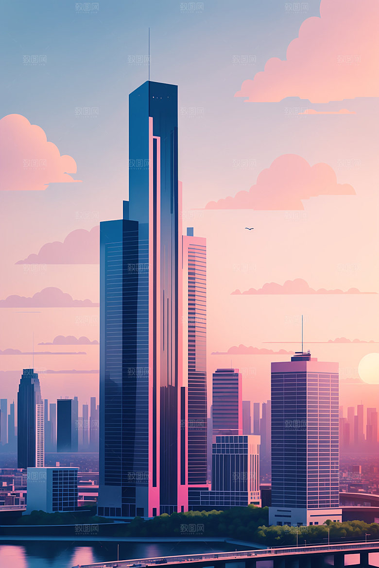 城市大厦艺术插画