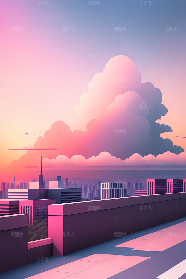 城市地标摩天大楼插画