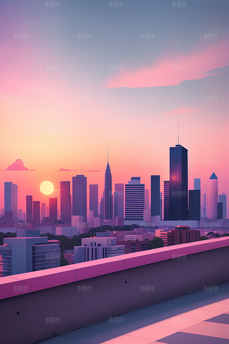 城市都市艺术插画