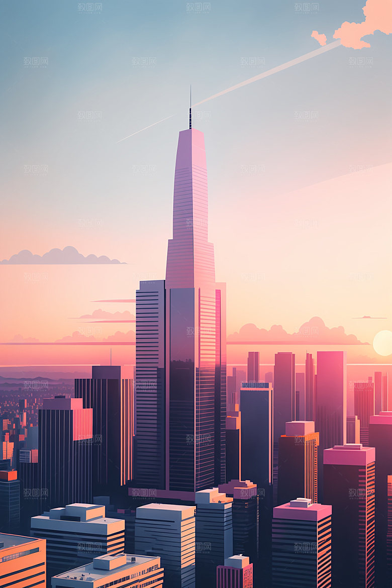 城市艺术大厦插画