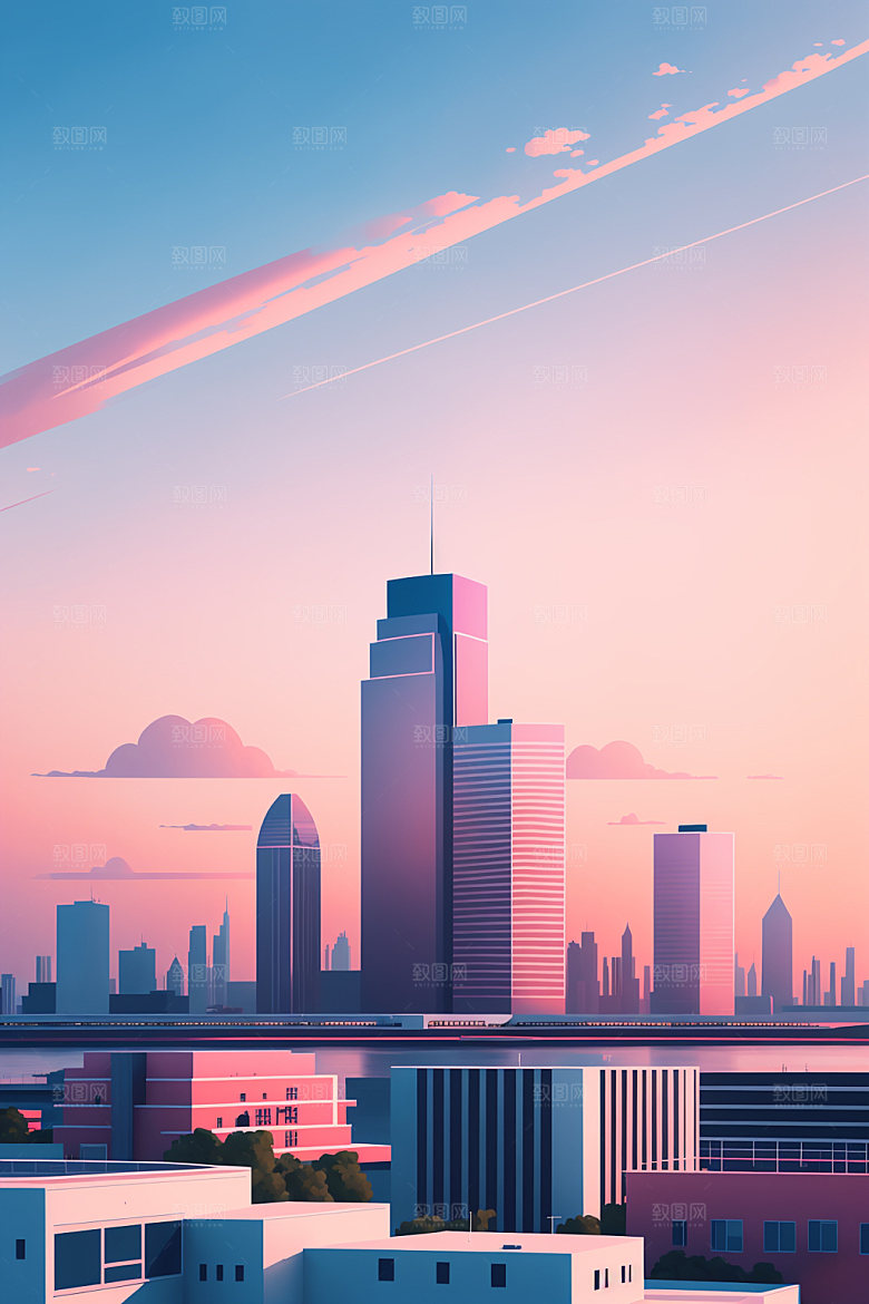 城市地标都市插画