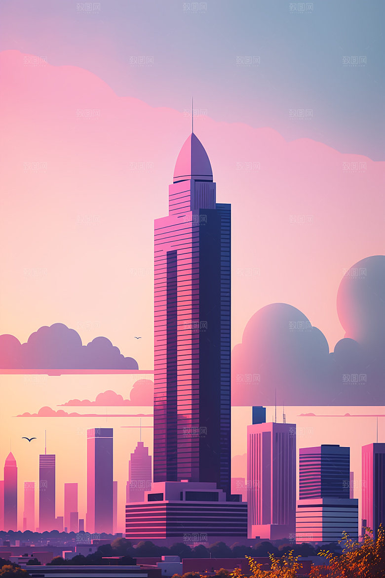 城市艺术楼房插画
