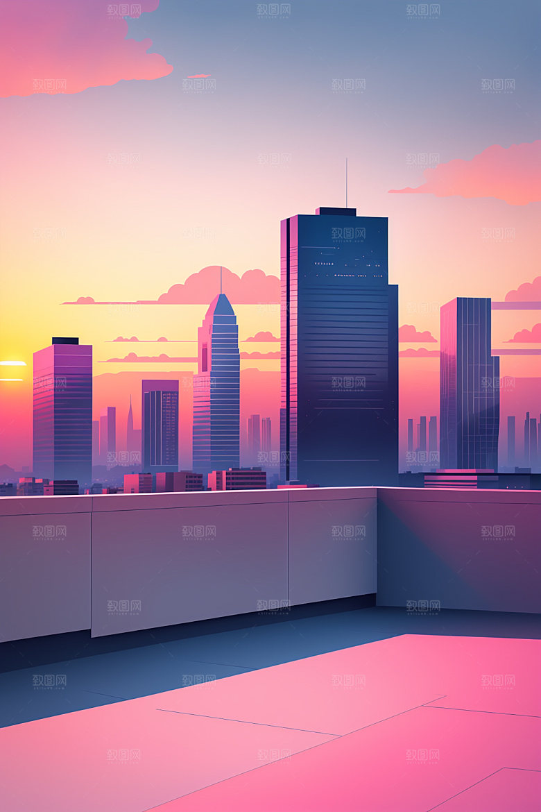 城市地标都市插画