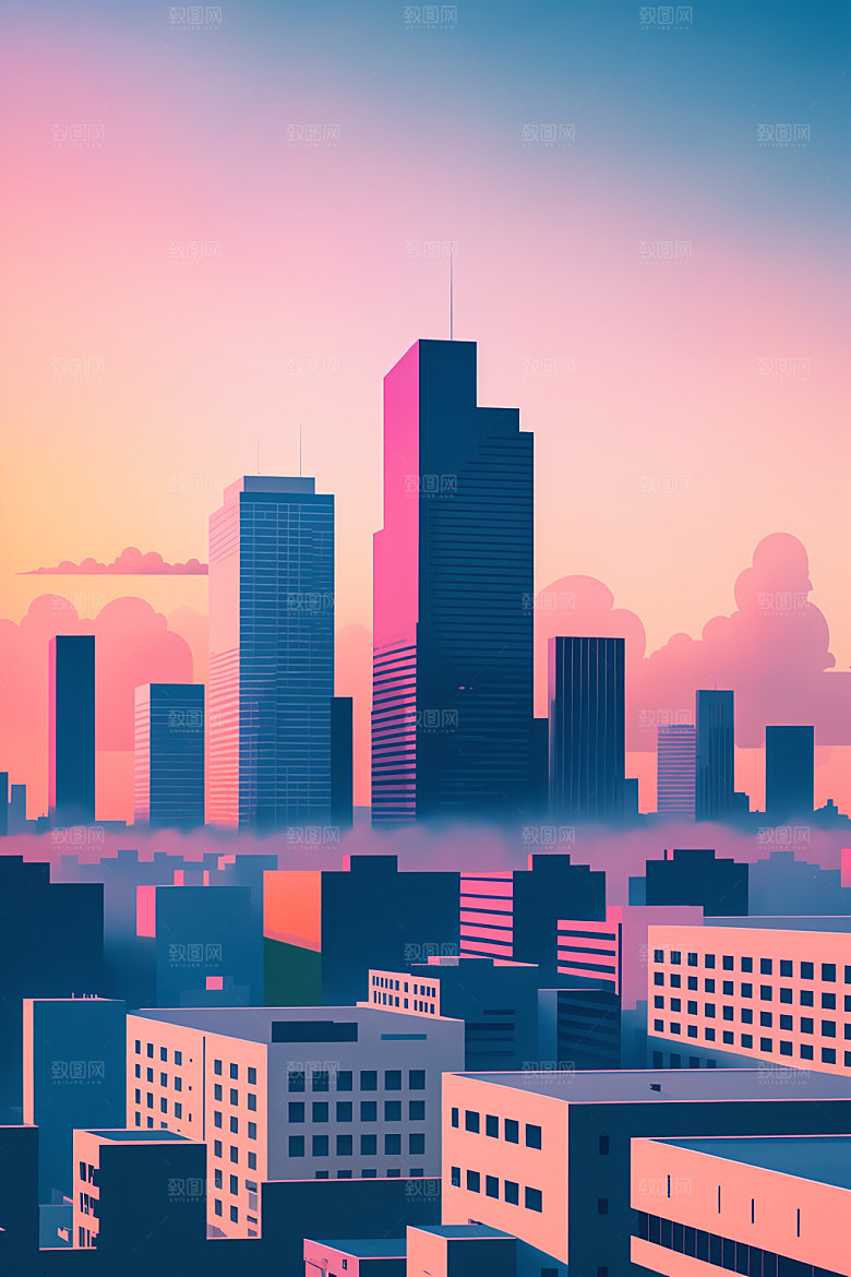 城市简约艺术插画