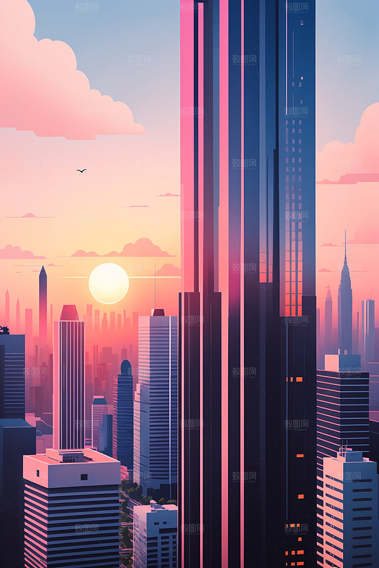 城市都市艺术插画