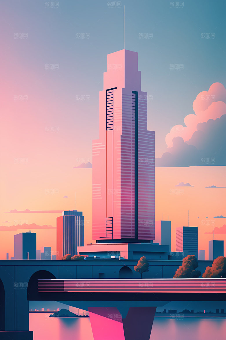 城市地标都市插画