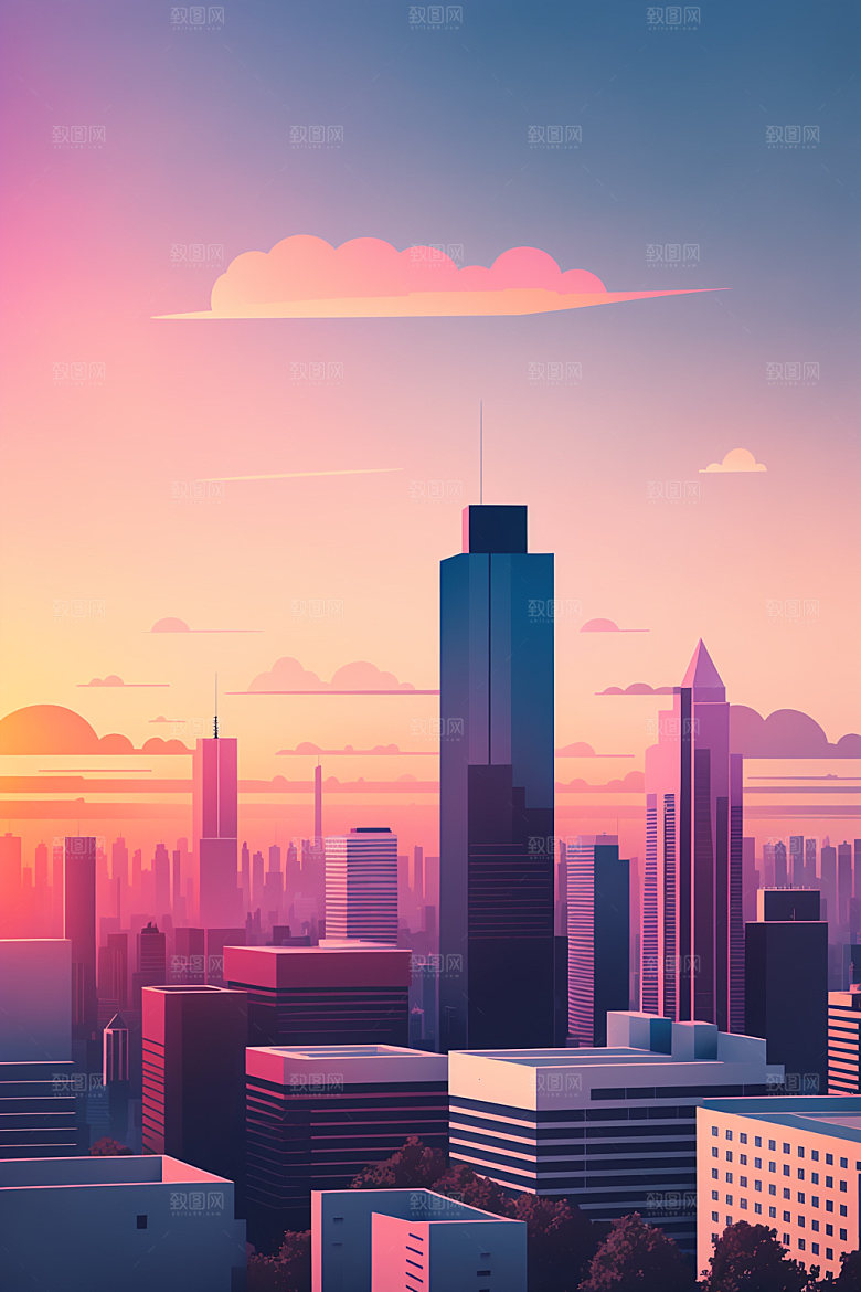 城市简约都市插画