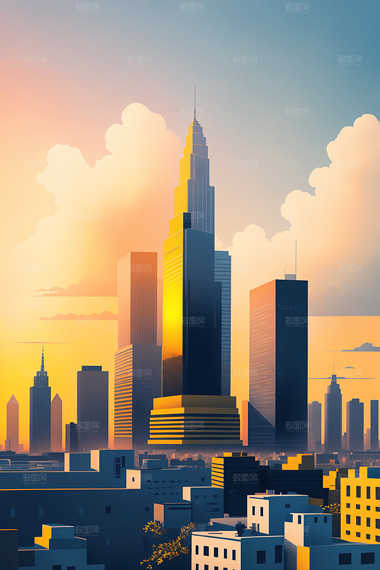 城市都市简约插画