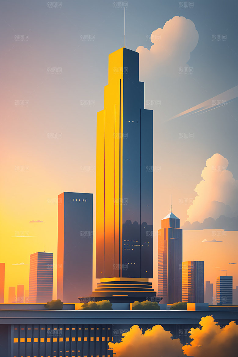 城市艺术地标插画