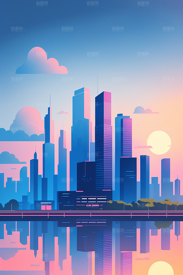 城市楼房都市插画