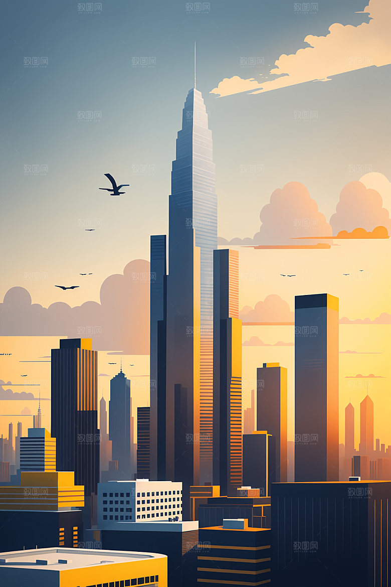 城市简约都市插画