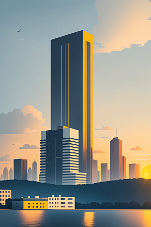 城市楼房都市插画