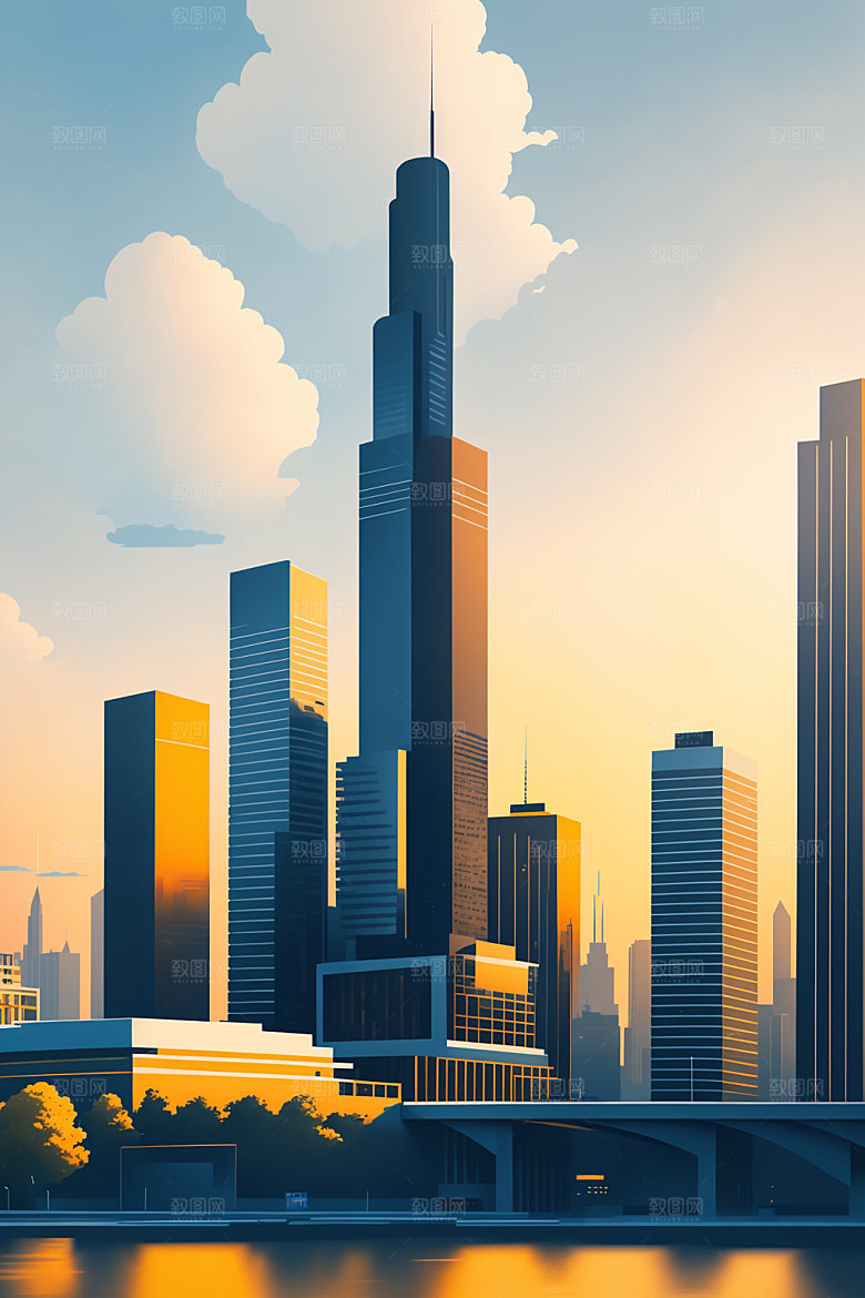 城市楼房大厦插画