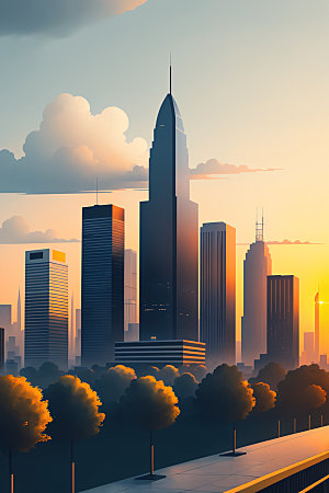 城市大厦楼房插画