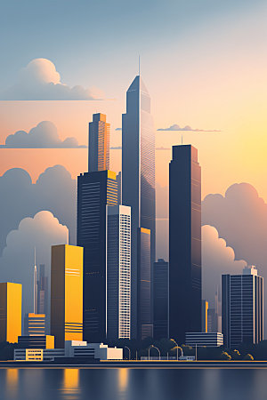 城市地标都市插画
