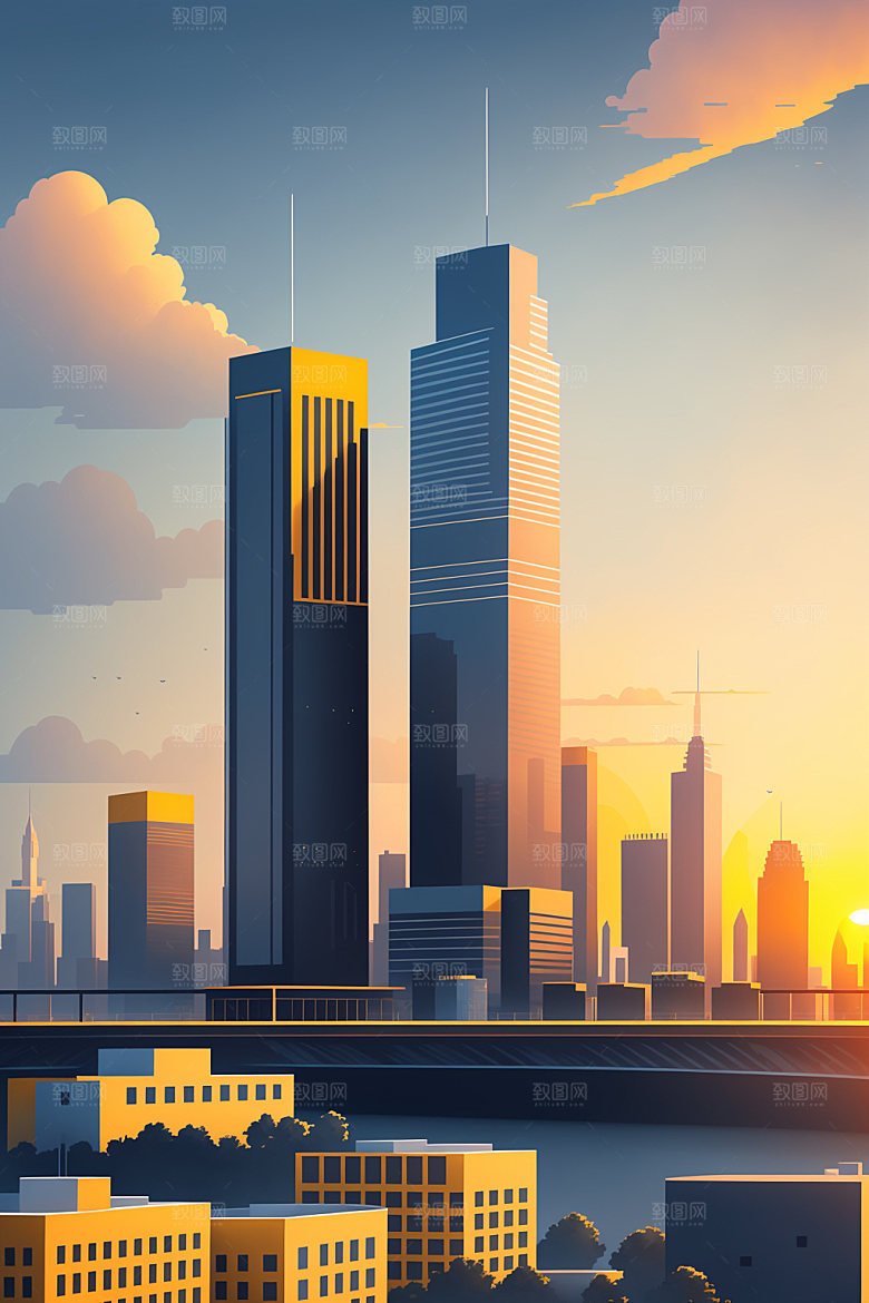 城市都市简约插画