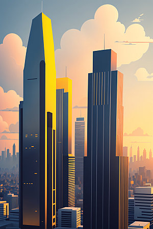 城市大厦楼房插画