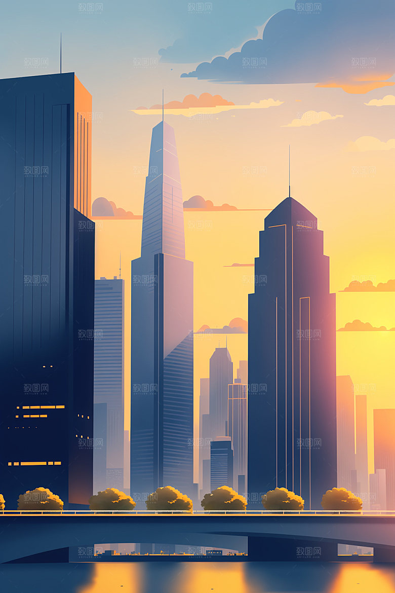 城市大厦艺术插画