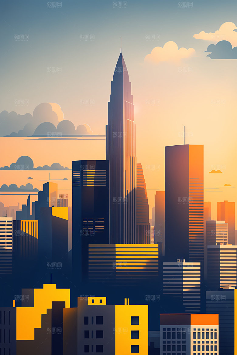 城市楼房大厦插画