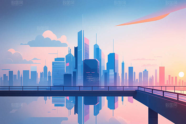 城市大厦楼房插画