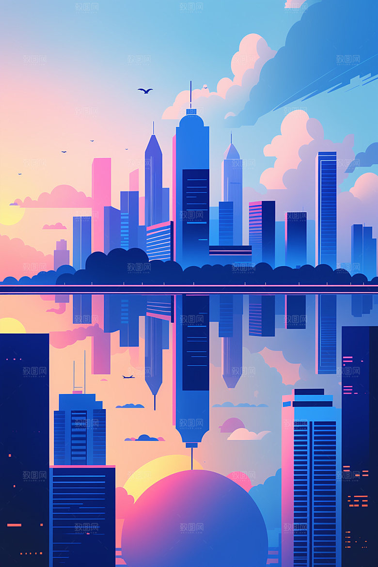 城市艺术简约插画