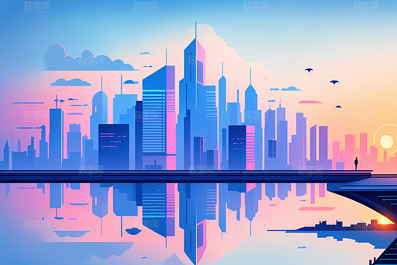 城市都市艺术插画