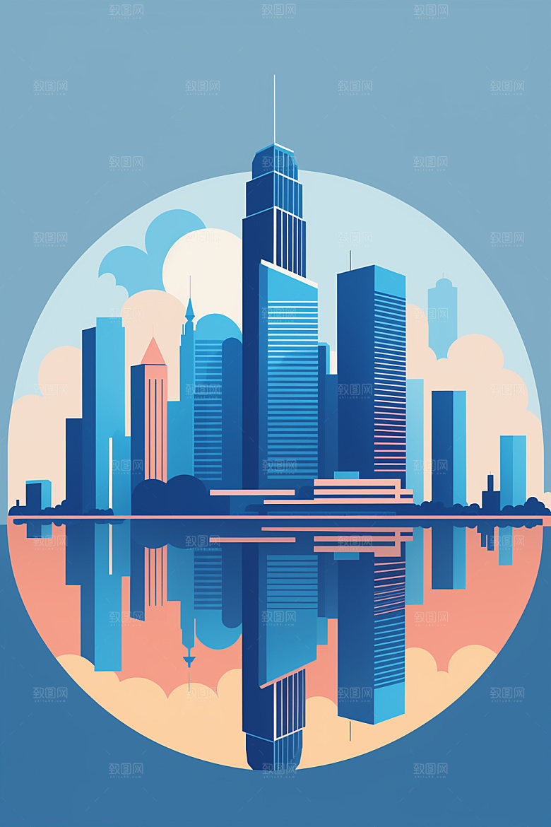 城市都市楼房插画