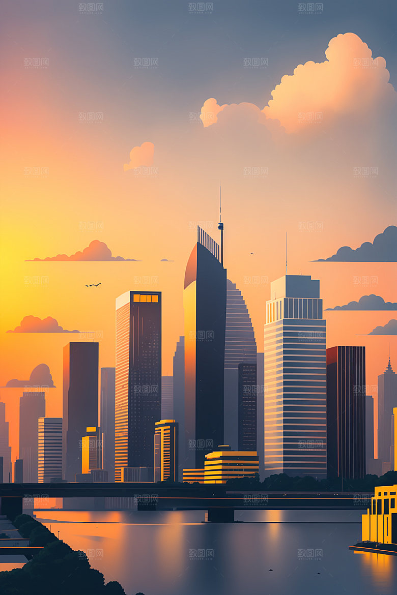 城市都市艺术插画