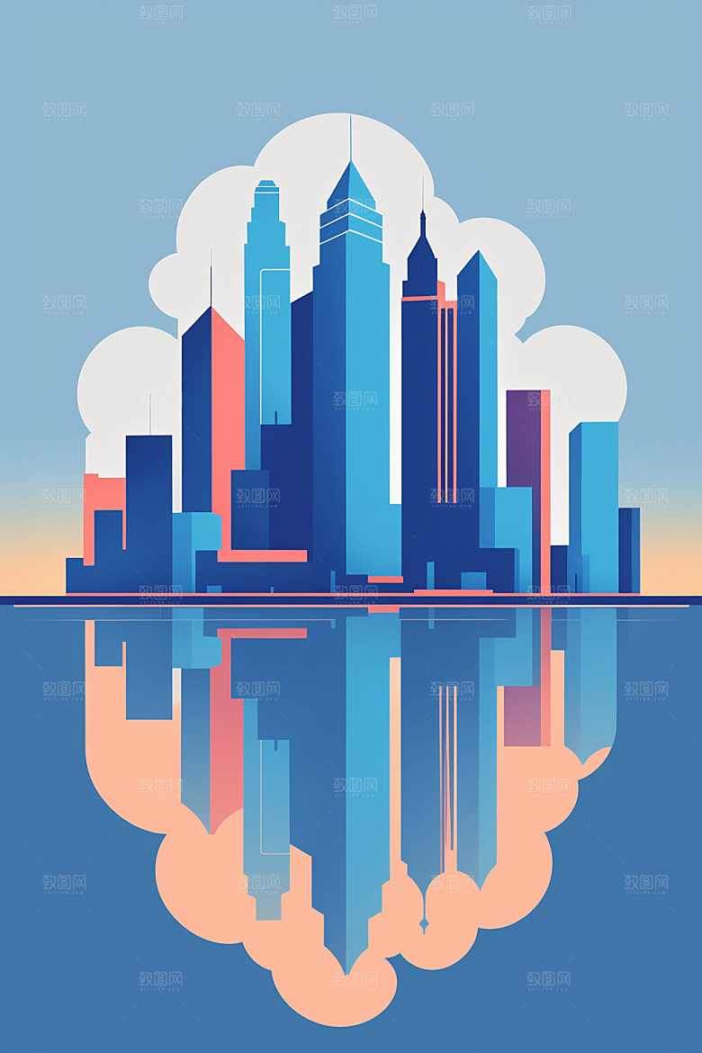 城市楼房大厦插画