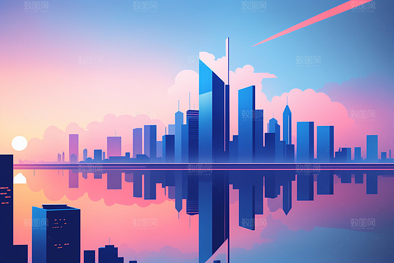 城市楼房都市插画