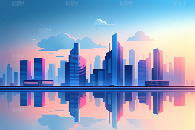 城市艺术大厦插画