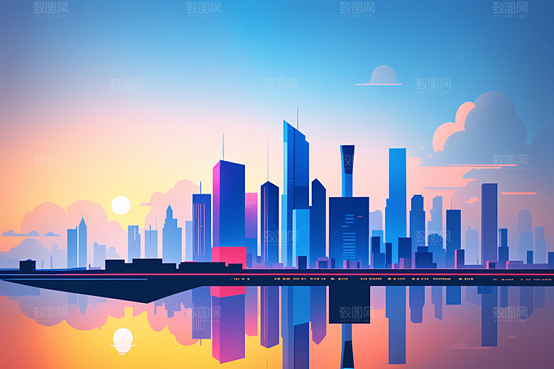 城市大厦艺术插画