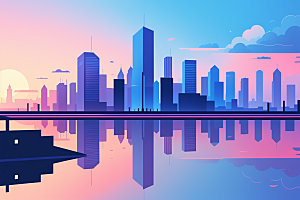 城市摩天大楼都市插画