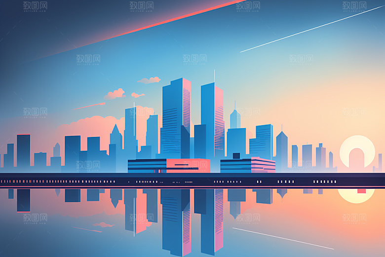 城市都市楼房插画