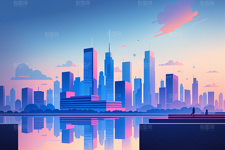 城市艺术楼房插画