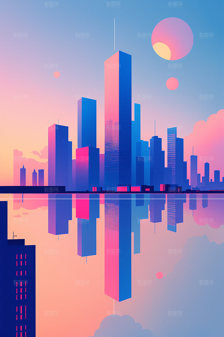 城市都市简约插画