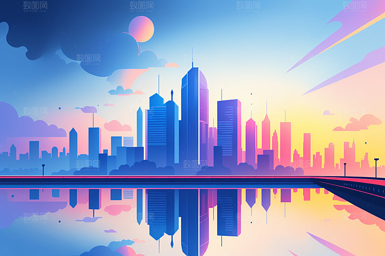 城市简约都市插画