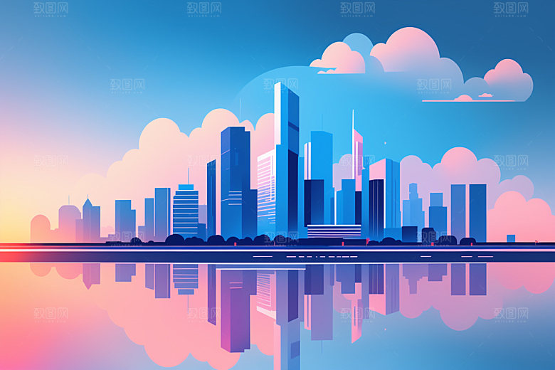 城市简约大厦插画