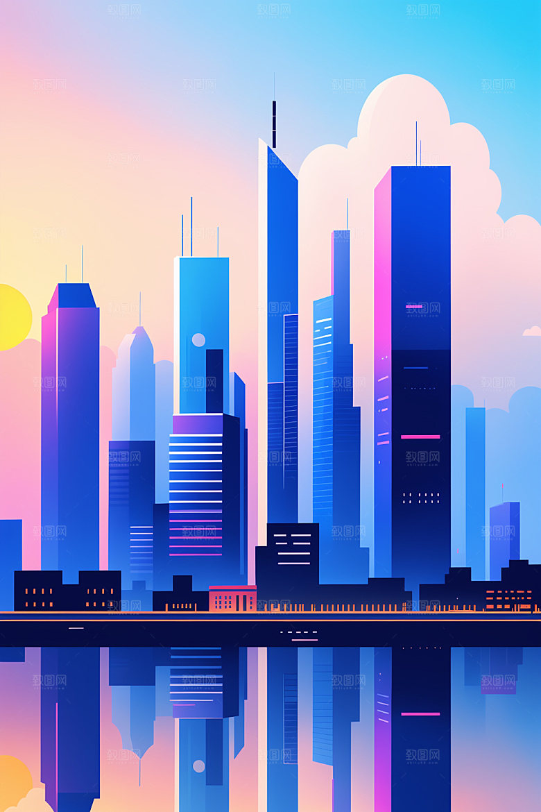 城市大厦都市插画